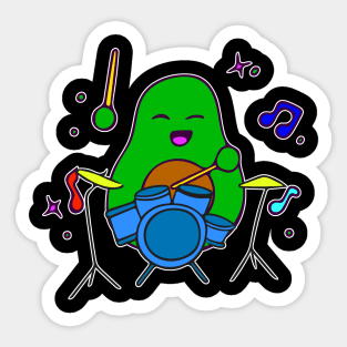 Funny Avocado Cute Clipart Veggies - Musical Beats Drummer Sticker